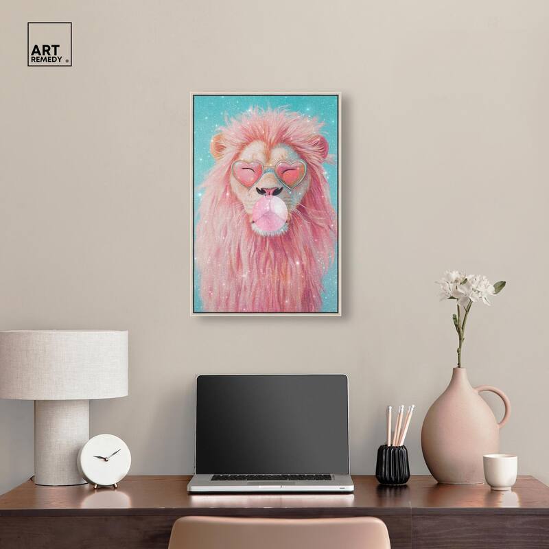 Pastel Lion Bubblegum Canvas by Art Remedy