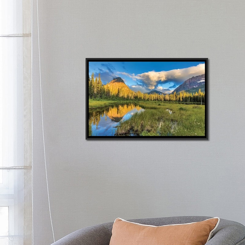 iCanvas "Sinopah Mountain And Its Reflection, Two Medicine, Glacier National Park, Montana" by Chuck Haney Framed Canvas Print