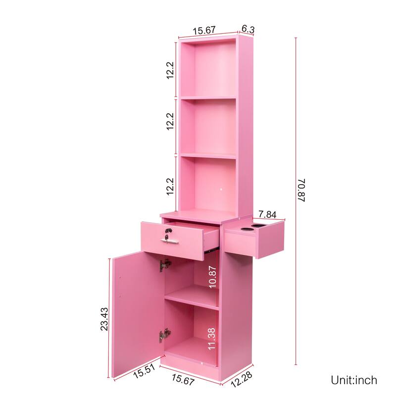 Storage Cabinet With Multi-layer Storage and Hair Desk