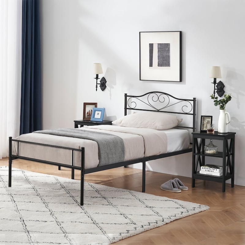 Taomika 3-Pieces Bed Frame and Modern Nightstands Sets