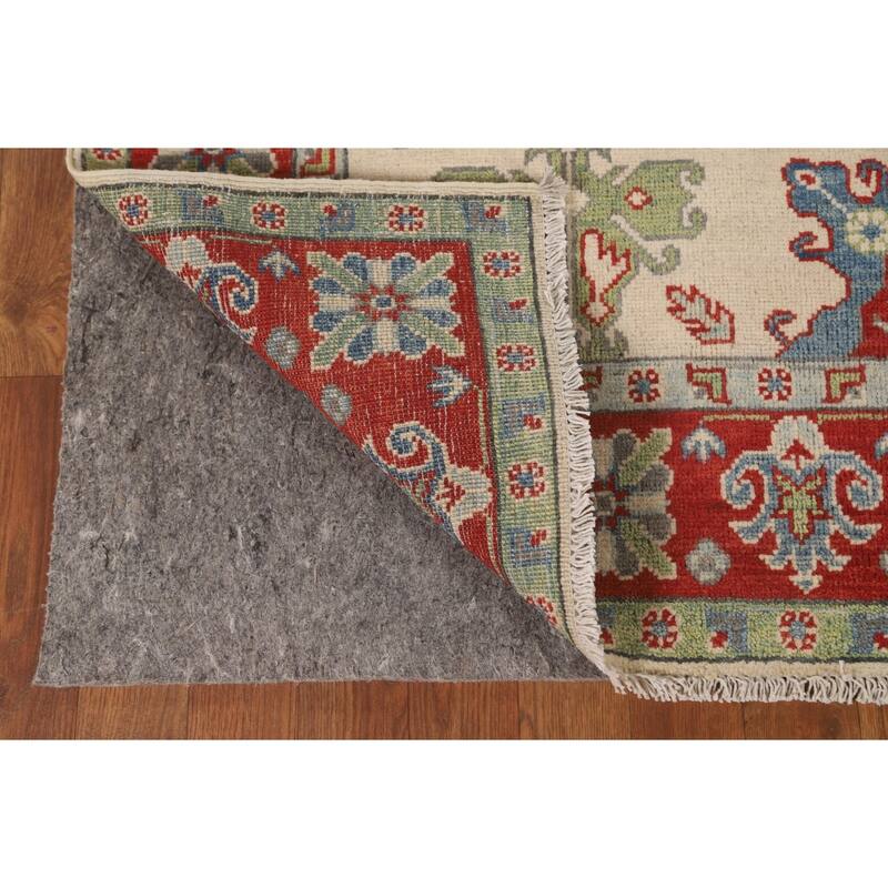 Ivory Kazak Area Rug Handmade Wool Carpet - 4'11" x 6'8"