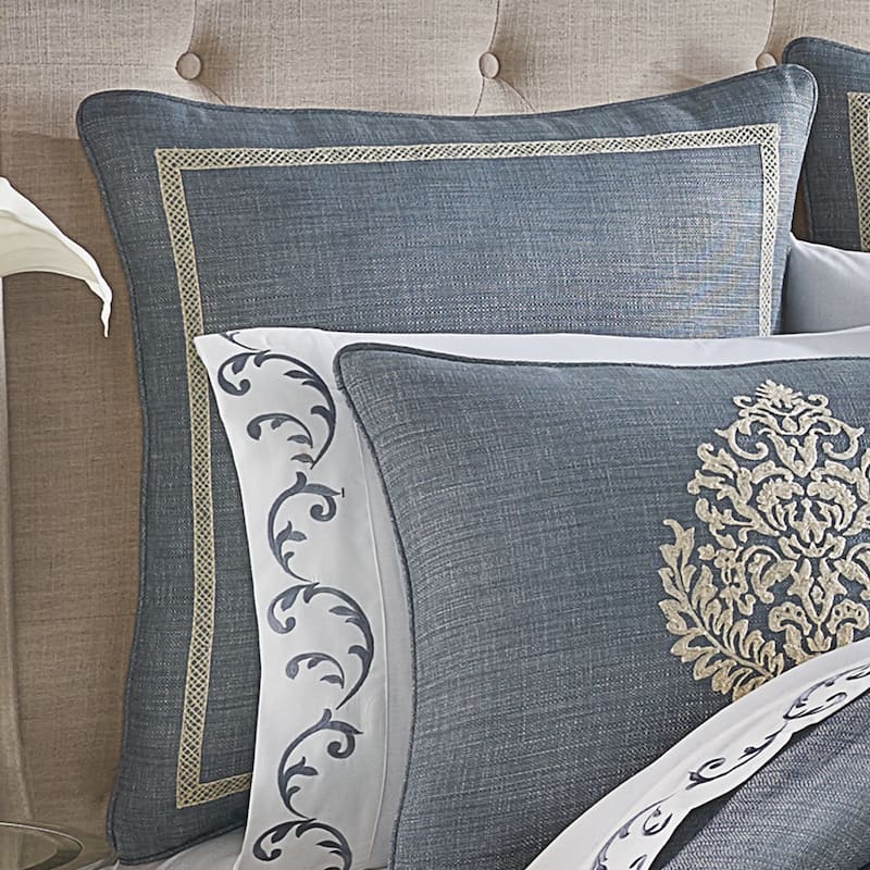 J. Queen New York Aurora Euro Sham - Blue - Euro Square