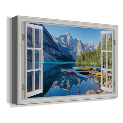 Banff Canoe Premium Gallery Wrapped Canvas - Ready to Hang