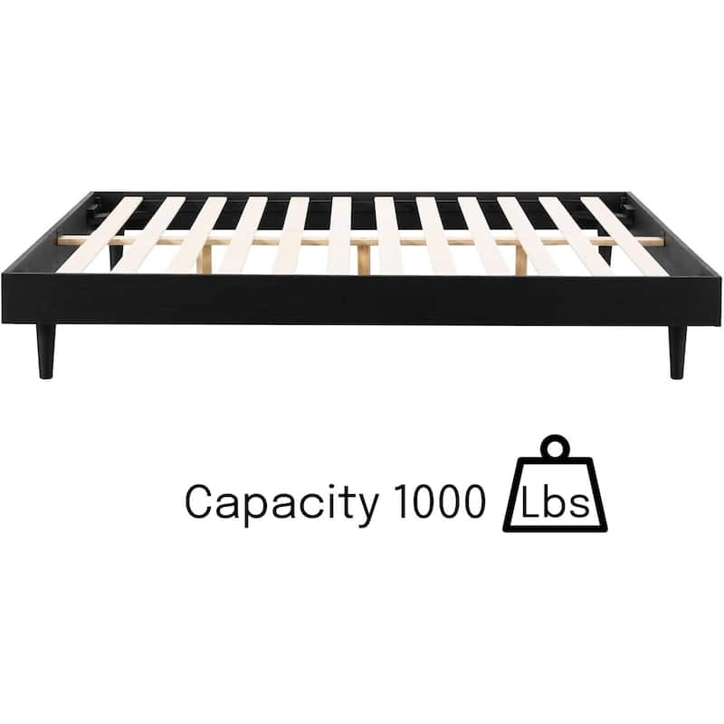 Modern Wooden Platform Bed Frame with Floating Design