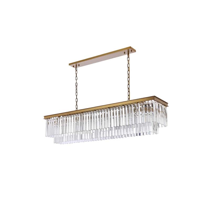 Indigo Home rectangle crystal chandelier in satin gold