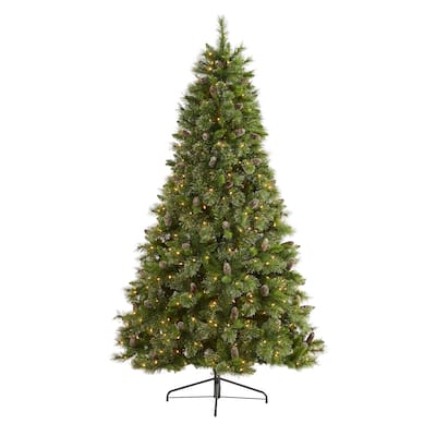 7.5' Pre-Lit Golden Tip Washington Pine Artificial Christmas Tree, Clear LED Lights - 7.5 Foot