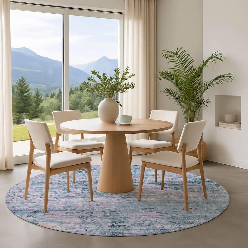 Premium Washable Super Soft Solid Abstract Mayfield Rug - Blue - 8' x 8'