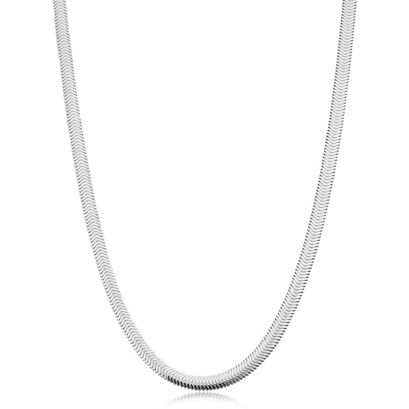 Sterling Silver 4.2 millimeter Bombe Snake Chain Necklace for Women - Made in Italy