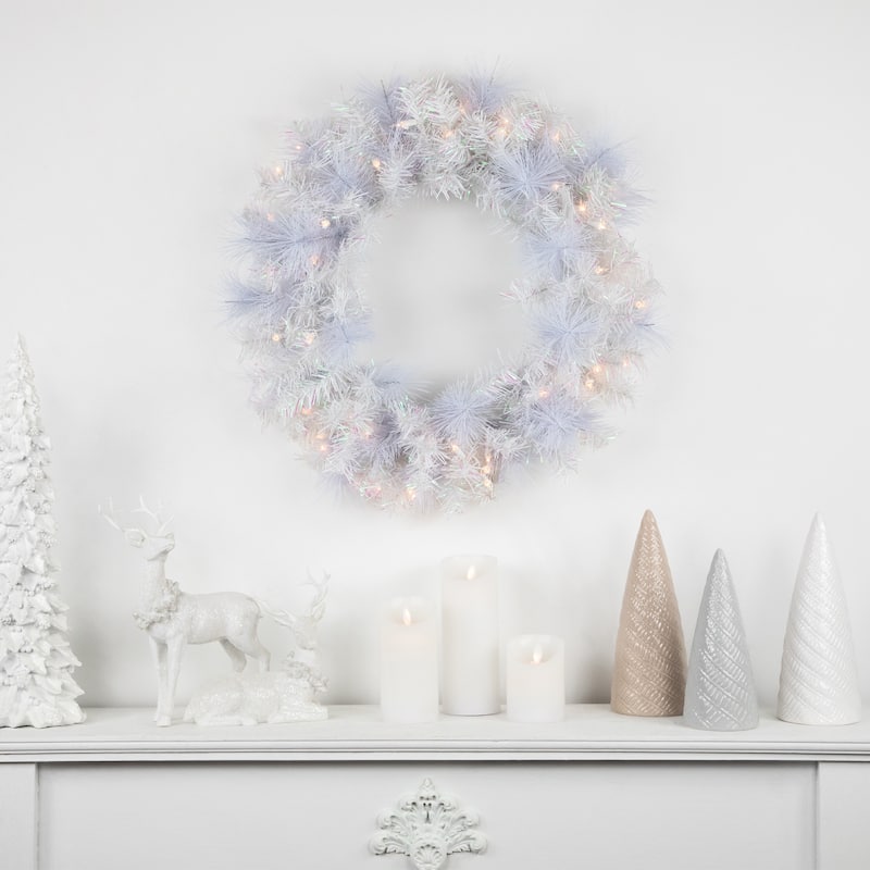 Vermont White Pine Artificial Christmas Wreath, 24-Inch, Clear Lights