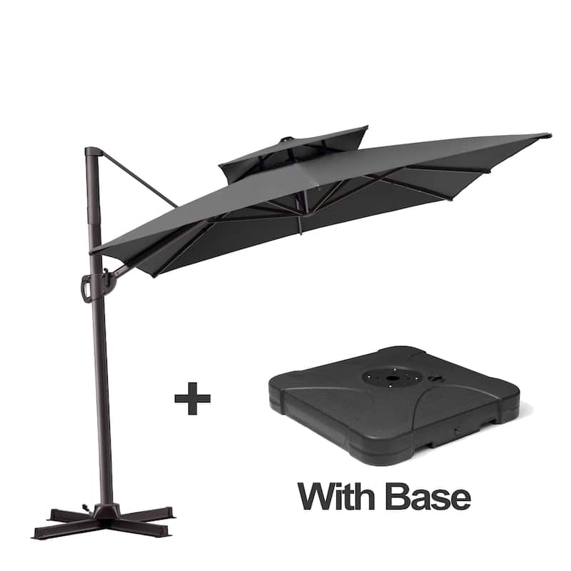 Pellebant Outdoor Patio Cantilever Umbrella with Base - Dark Grey
