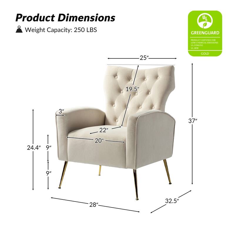 Abadiana Accent Tufted Chair with Metal Base by HULALA HOME