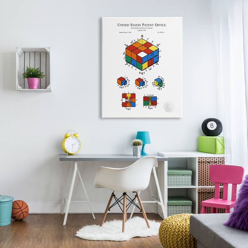 Stupell Logic Toy Patent Diagram Stretched Canvas Wall Art, Design by Karl Hronek