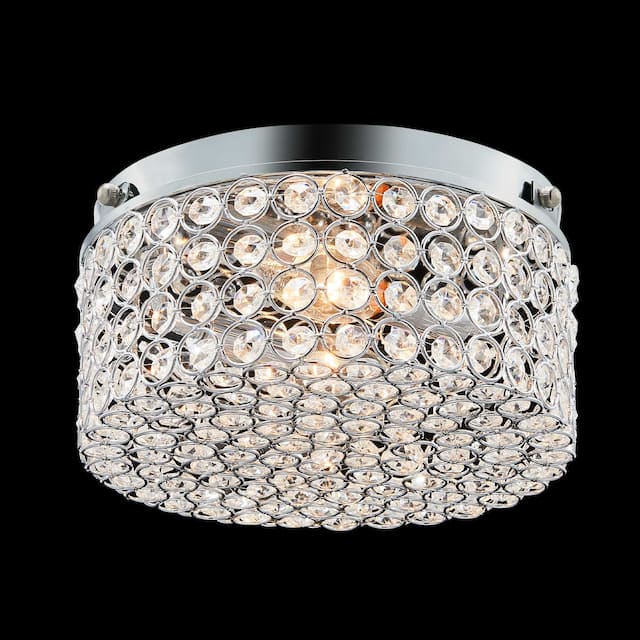 CO-Z Modern 2-Light Round Crystal Flush Mount Ceiling Light - Chrome