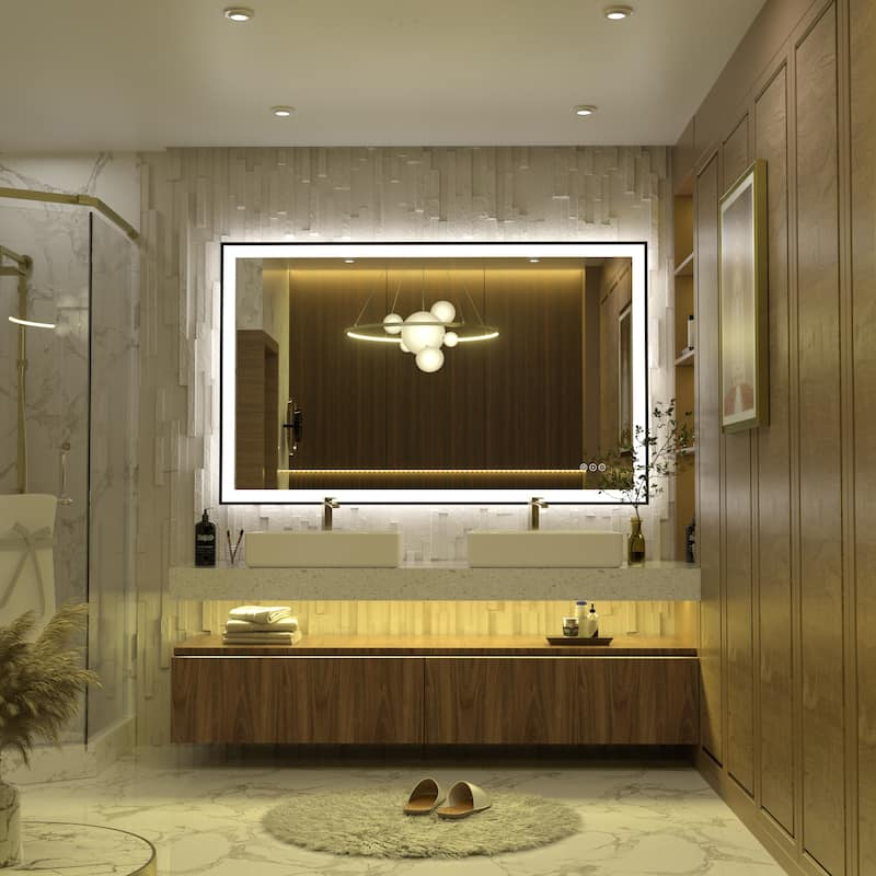 Front & Back LED Anti-Fog Tempered Glass Framed Bathroom/Vanity Mirror 3-Year Warranty
