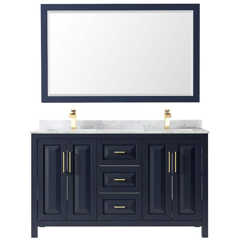 Daria 60-inch Double Vanity, Marble Top, 58-inch Mirror