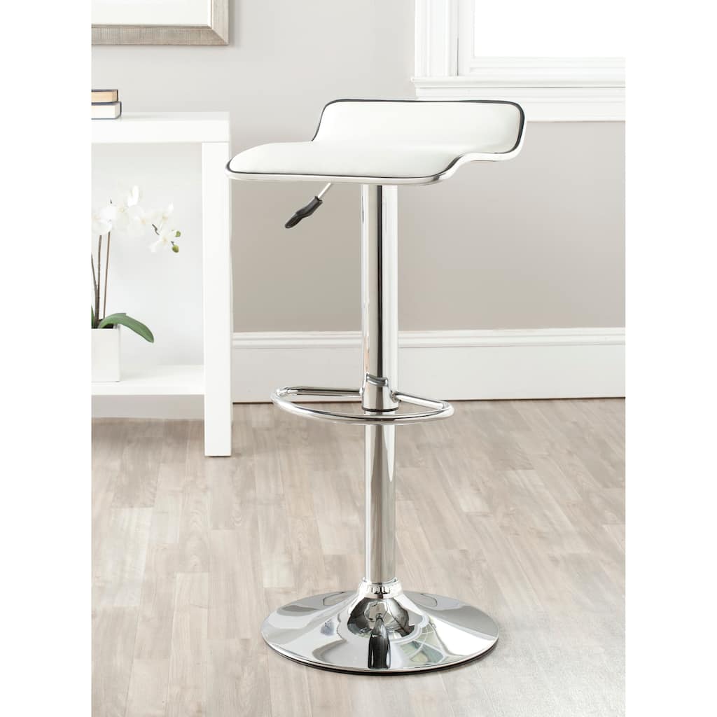 SAFAVIEH Lori 22.4-30.9-inch White Adjustable Swivel Bar Stool - 15.2" x 15.8" x 25.2" - 15Wx16Dx34H
