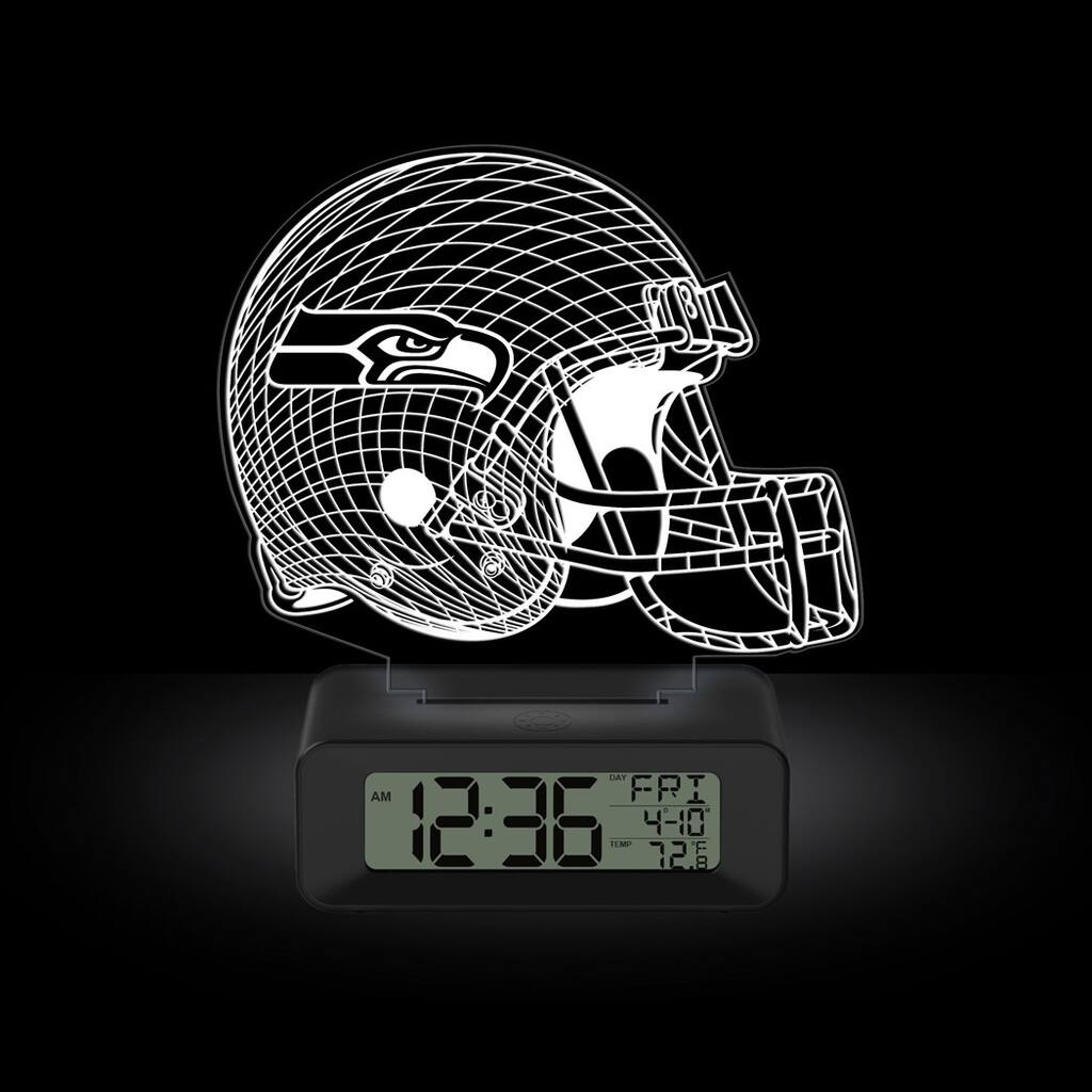 Game Time NFL Seattle Seahawks Color-Changing Led 3d Illusion Alarm Clock with Temperature and Date