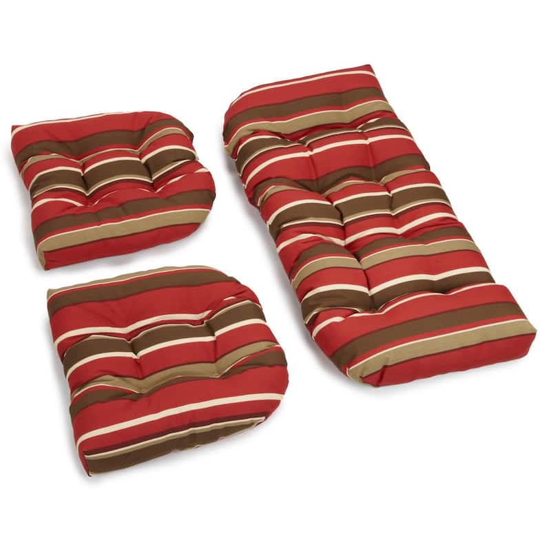 Blazing Needles 3-piece Settee Cushions (Set of 3) - Montserrat Sangria