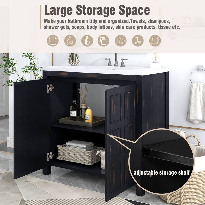 24''/36" Bathroom Vanity Organizer with Sink,Combo Cabinet Set，Bathroom Storage Cabinet