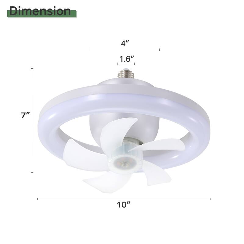 Enclosed Ceiling Fan Light with 3 Color Light Adjustment and 5 Blades, 3 Speed Fan Control for Bedroom and Lounge Area