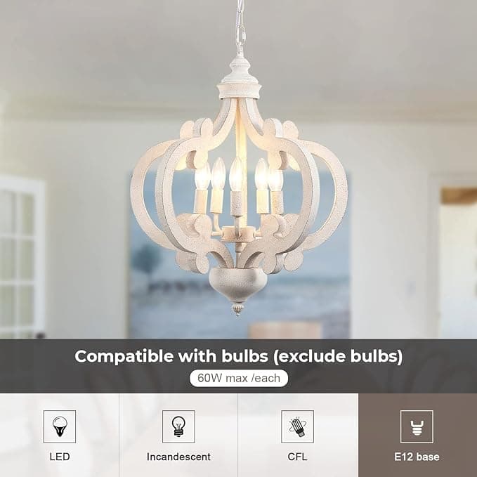5-Light W17.71" x H78.74" Rustic Lantern Chandeliers for Dining Room