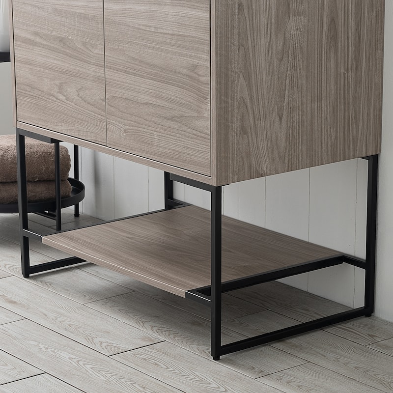 Freestanding Bathroom Vanity Set with Open Shelf & Acrylic Sink