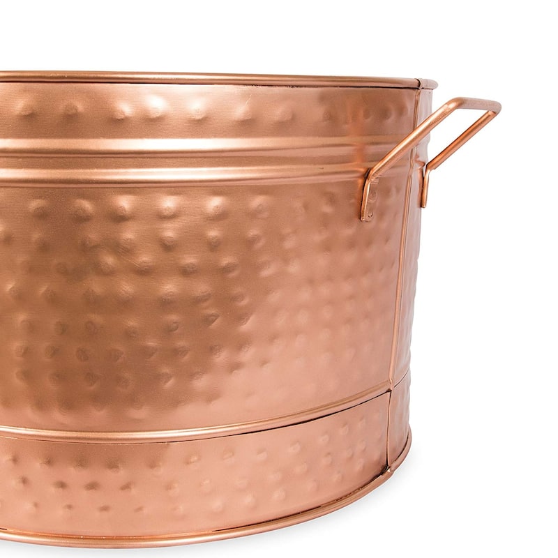Hammered Pattern Galvanized Farmhouse Style Tub, Copper