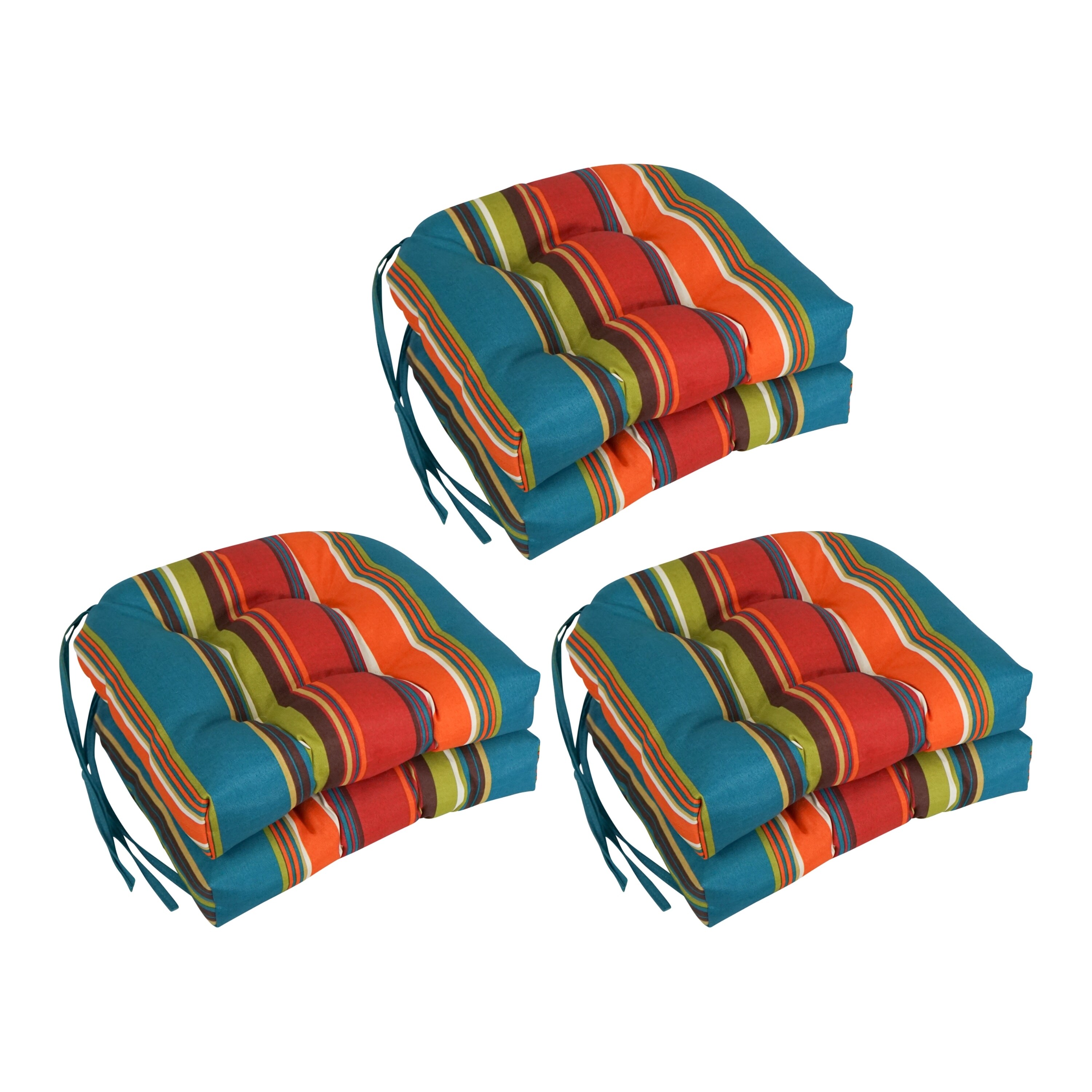 16 inch Rounded Back Tufted Indoor Outdoor Chair Cushions Set of 6 On Sale Bed Bath Beyond 37420332