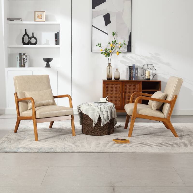 Khaki Modern 23.2" Accent Chair with Pillow