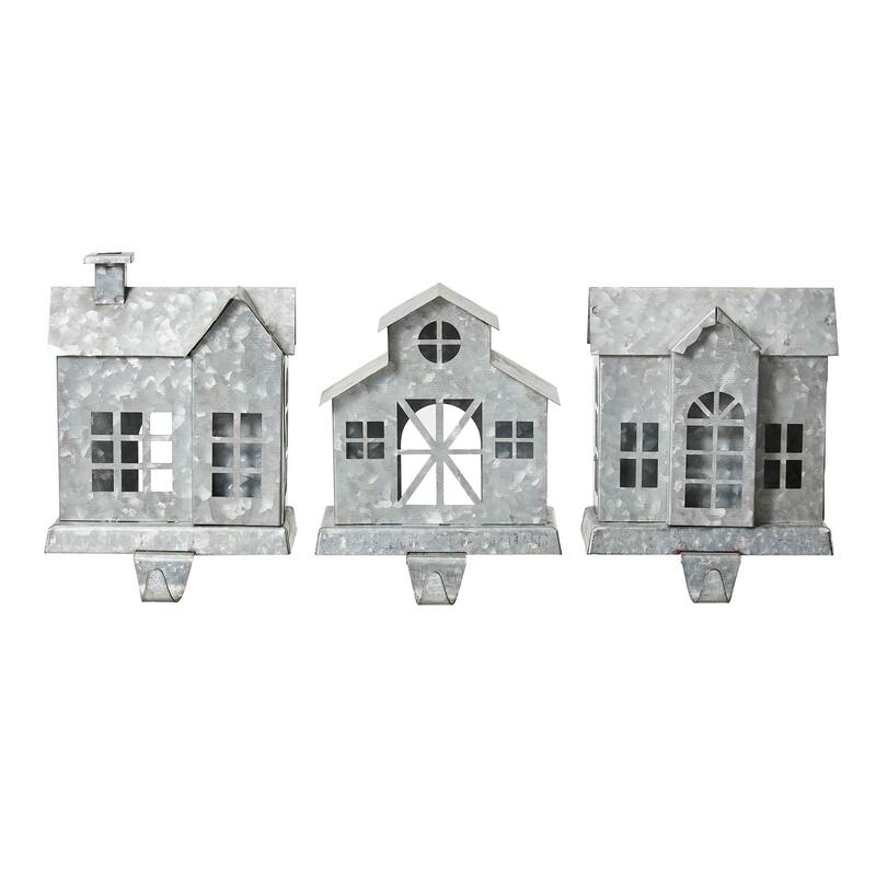 Glitzhome Set of 3 Galvanized House Stocking Holder