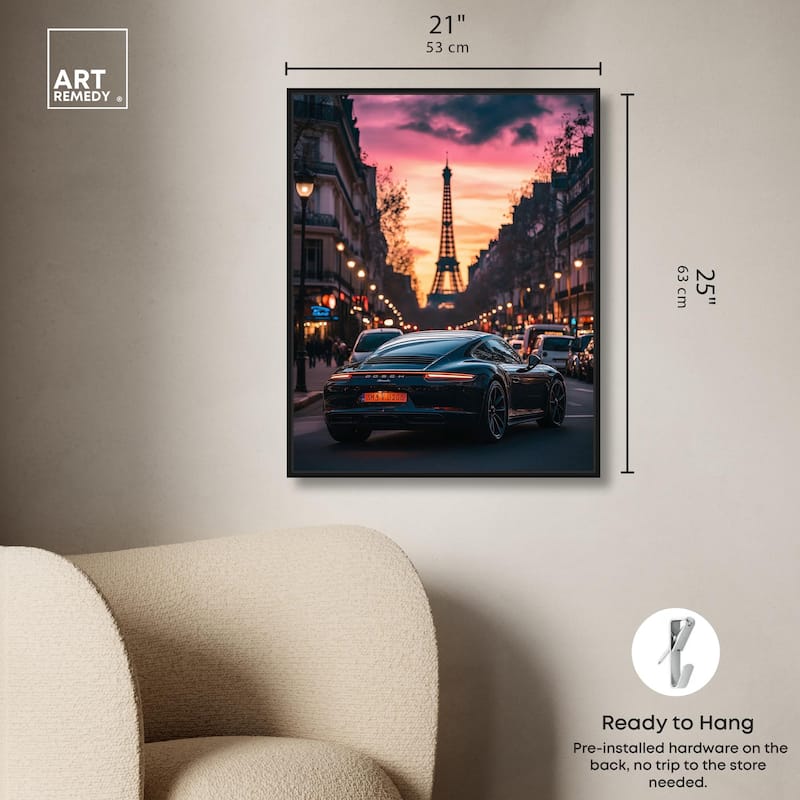 Parisian Porsche Twilight I Canvas by Art Remedy