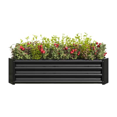Metal Raised Garden Bed, Rectangle Raised Planter 4×2×1ft for Flowers Plants, Vegetables Herb Veezyo Black - 47.24*24*11.81inch