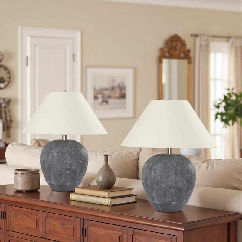 21.6" Modern Ceramic Table Lamp With Linen Shade for Living Room Bedroom
