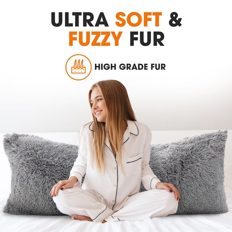 Cheer Collection 20" x 54" Long Hair Shaggy Body Pillow