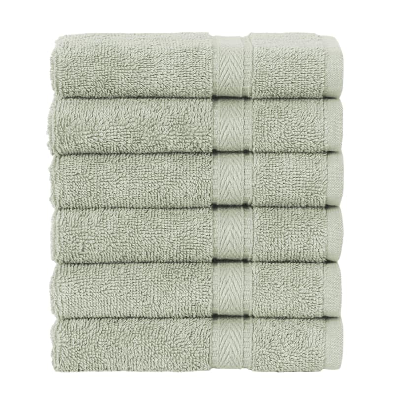 Authentic Hotel Spa Turkish Cotton Washcloth (Set of 6) - Green