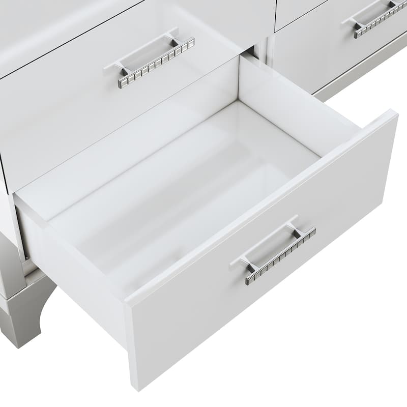 Elegant High Gloss Dresser with Metal Handle
