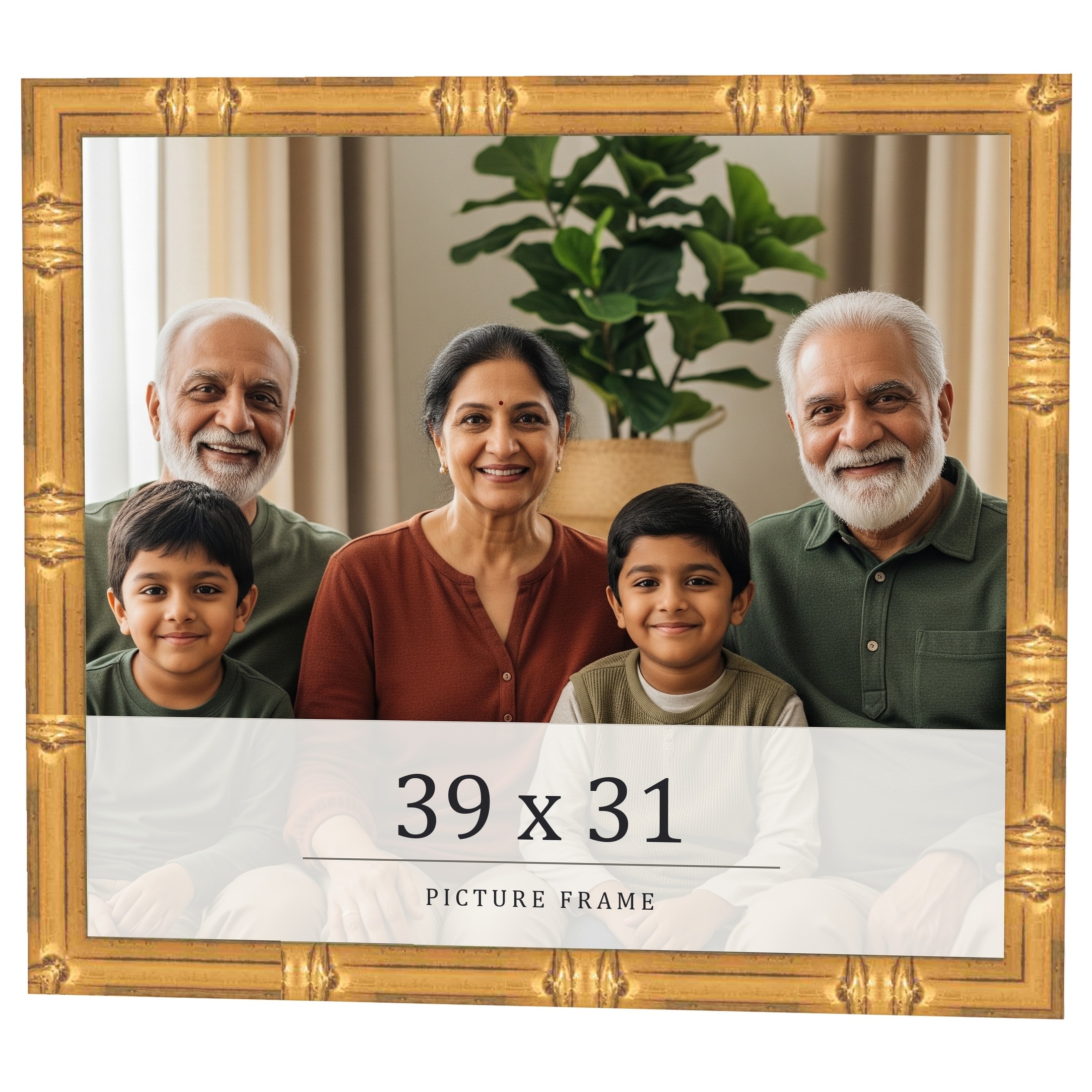 39x31 Frame Gold Bamboo Solid Wood Picture Frame | 1 Inch Moulding