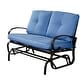 preview thumbnail 1 of 10, Costway Glider Outdoor Patio Rocking Bench Loveseat Cushioned Seat Blue