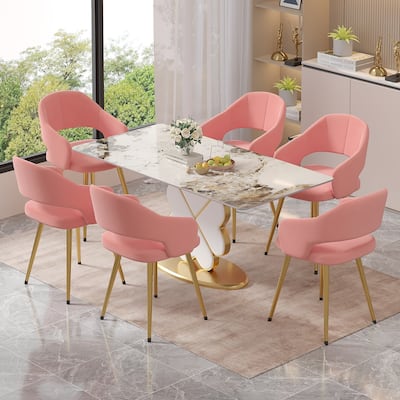 VECELO Modern Upholstered Dining Chairs Set of 6 Velvet Kitchen Chairs for Dining Room