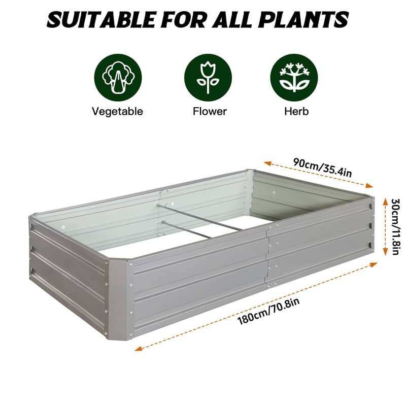Metal Garden Bed – Outdoor Planter Box, Patio Planting Kit for Vegetables, Flowers & Herbs (Grey)‌