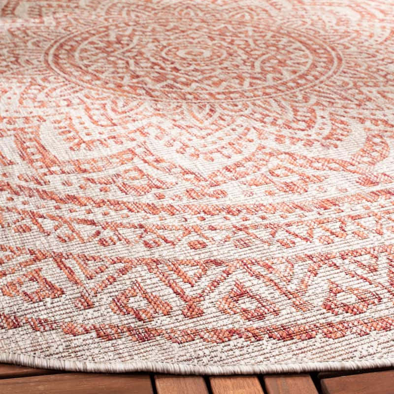 SAFAVIEH Courtyard Fran Mandala Indoor/ Outdoor Waterproof Patio Backyard Rug