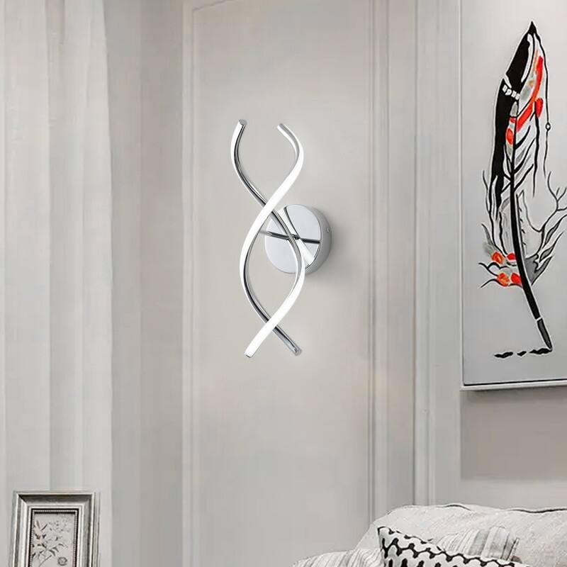 Modern Chrome-Plated Wall LED Light with White Silicone Shade