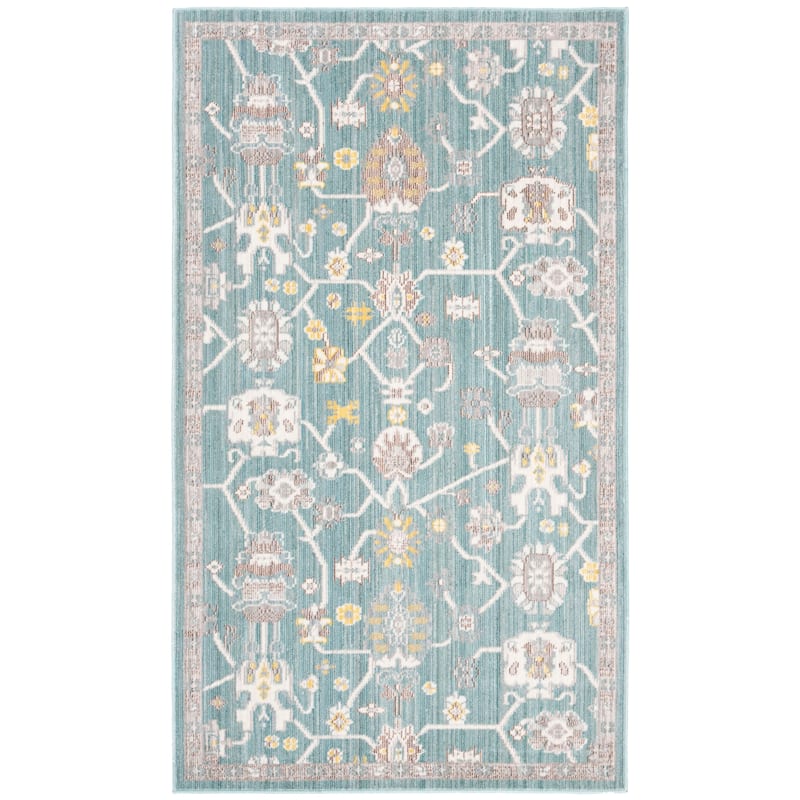 SAFAVIEH Valencia Raushan Distressed Vintage Boho Oriental Polyester Rug - 4' x 6' - Steel Blue