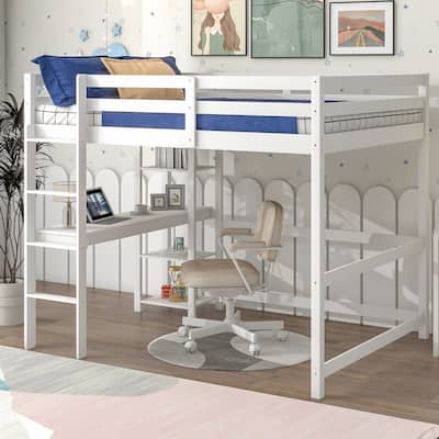 Minimalistic Full Pine Loft Bed