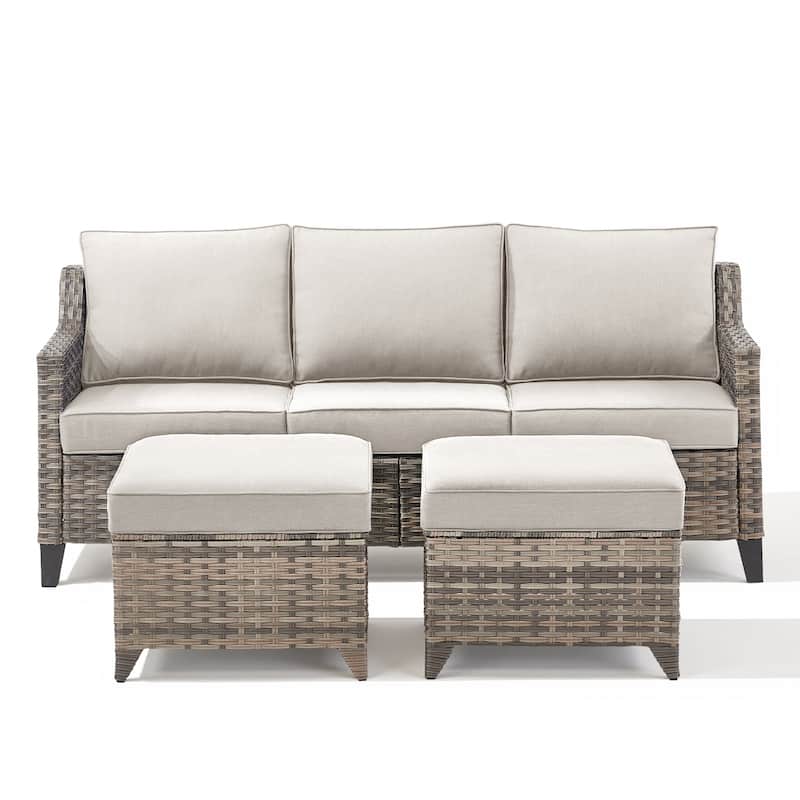 Pocassy Outdoor All-Weather Outdoor Sofa, Swivel Chair, Ottoman Sets
