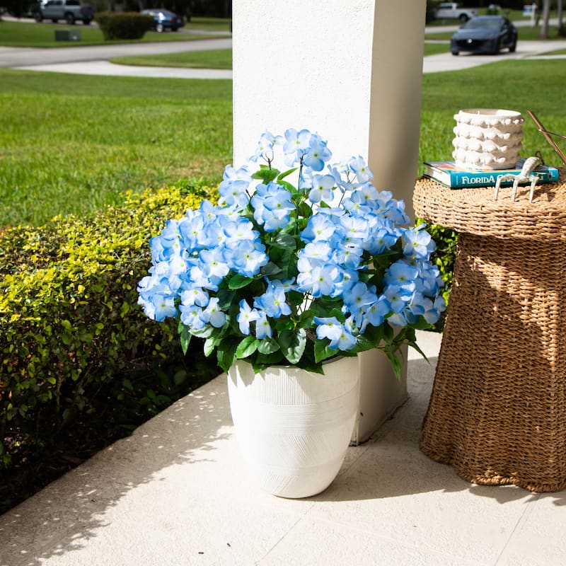 19-in UV Resistant Artificial Hydrangea Bush - Set of 3