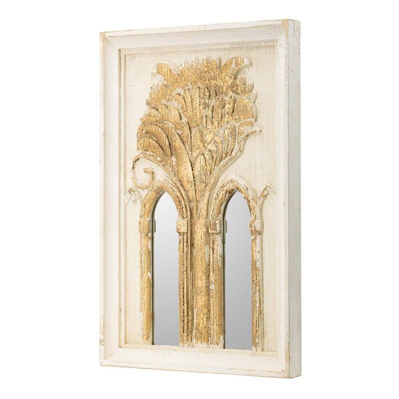 HomeRoots Set of Two 30" White and Gold Wood Framed Accent Mirrors - 20' X '30' X '2