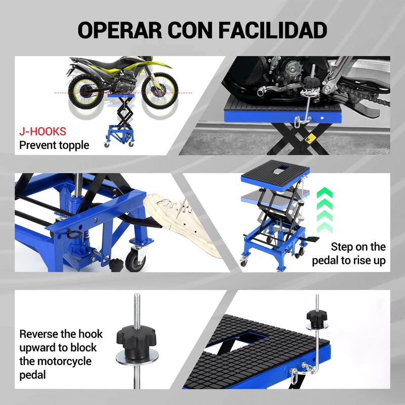 350 lbs Hydraulic Lift Jack,Heavy Duty Hydraulic Motorcycle Lift Jack Table,Scissor Lift Stand with 4 Wheels