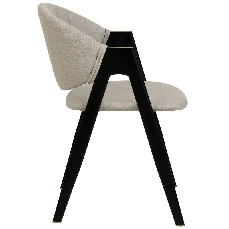 LeisureMod Mid-Century Modern Upholstered Dining Chair in Polyester with Curved Back and Iron Base for Home & Kitchen