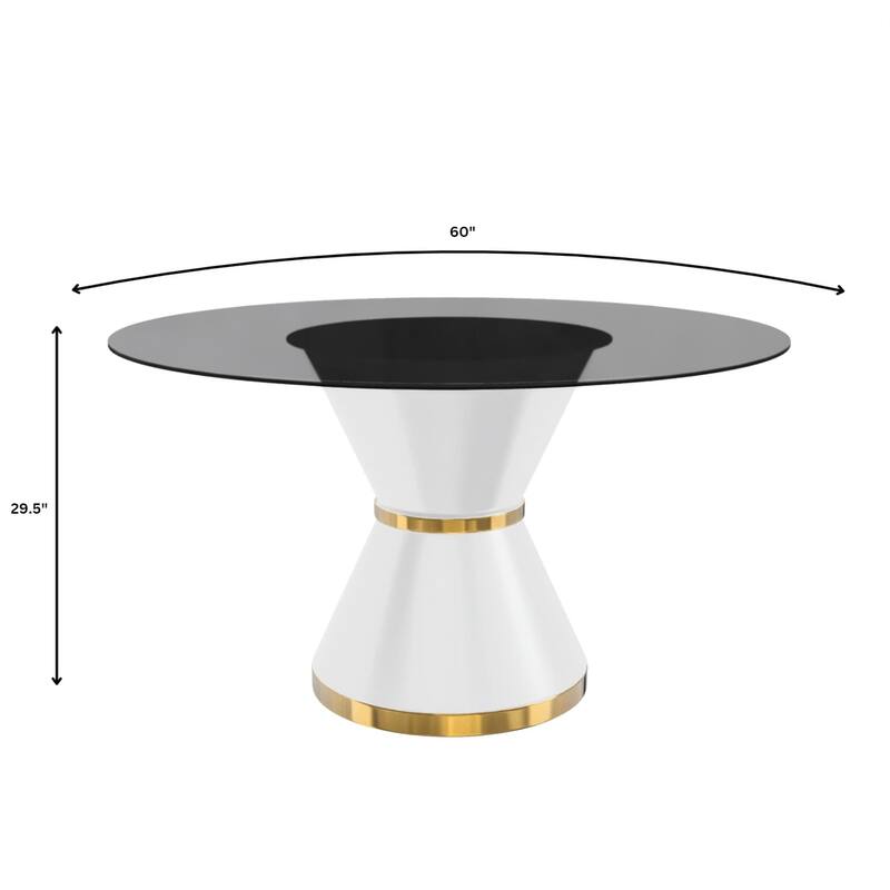 Round Dining Table with a Glass/Stone Tabletop in Qorvus Series by LeisureMod